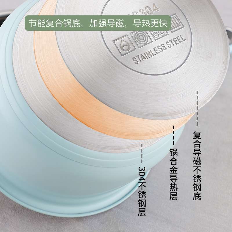 304复底奶锅早餐锅 加厚蒸锅不锈钢汤锅宝宝煮奶锅电磁炉通用奶锅