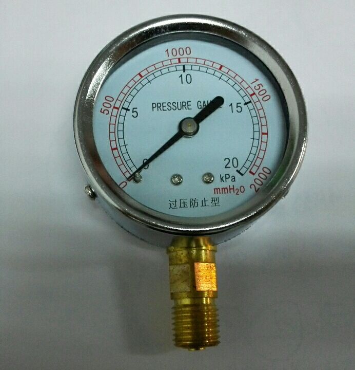 径向膜盒压力表 直径60mm pressuregauge 0-20KPA 0-2000MMH2O