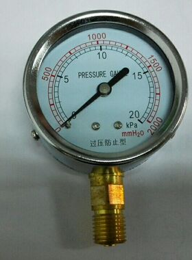 径向膜盒压力表 直径60mm pressuregauge 0-20KPA 0-2000MMH2O