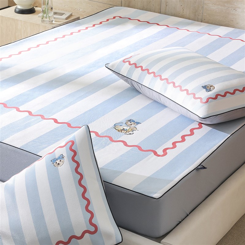 TeenieWeenie印花冰丝凉席三件套可机洗2025新款床笠款空调软席子