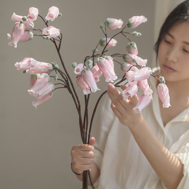 宫灯仿真花摆设插花花瓶风铃花假花客厅装饰摆件单支绢花造景