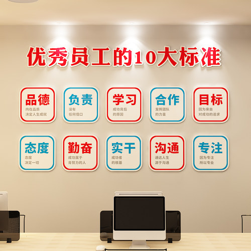 办公室墙面装饰会议布置r公司背景形象墙企业团队文化励志标语贴