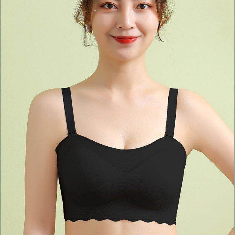 大尺码内衣女胸无肩斤抹式文胸无钢XUK圈大胸显小防滑带收副乳胸