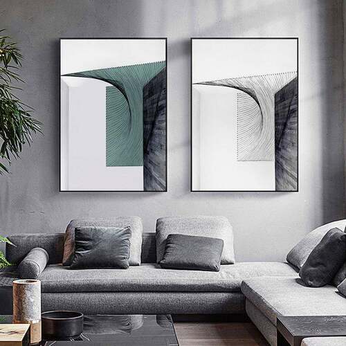 黑抽象艺术高级AGH感玄关挂画厅大幅客画极简几何线条装饰白走廊