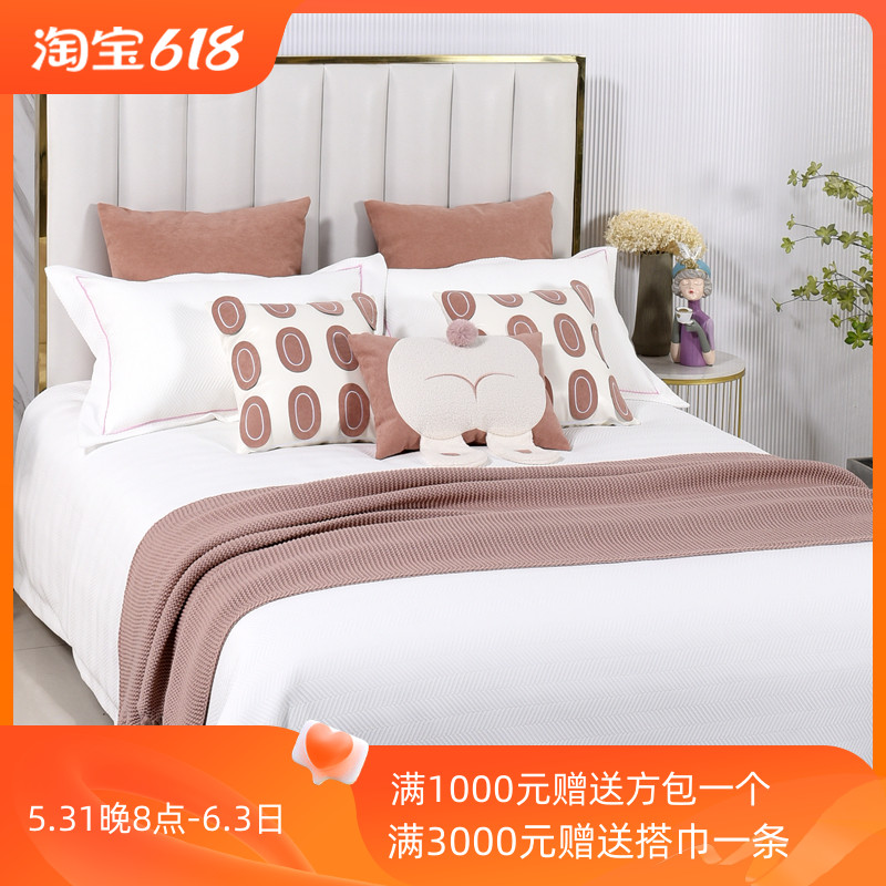 样板间女孩房粉色公主房 别墅酒店卖场专用床N上用品 十件套可定