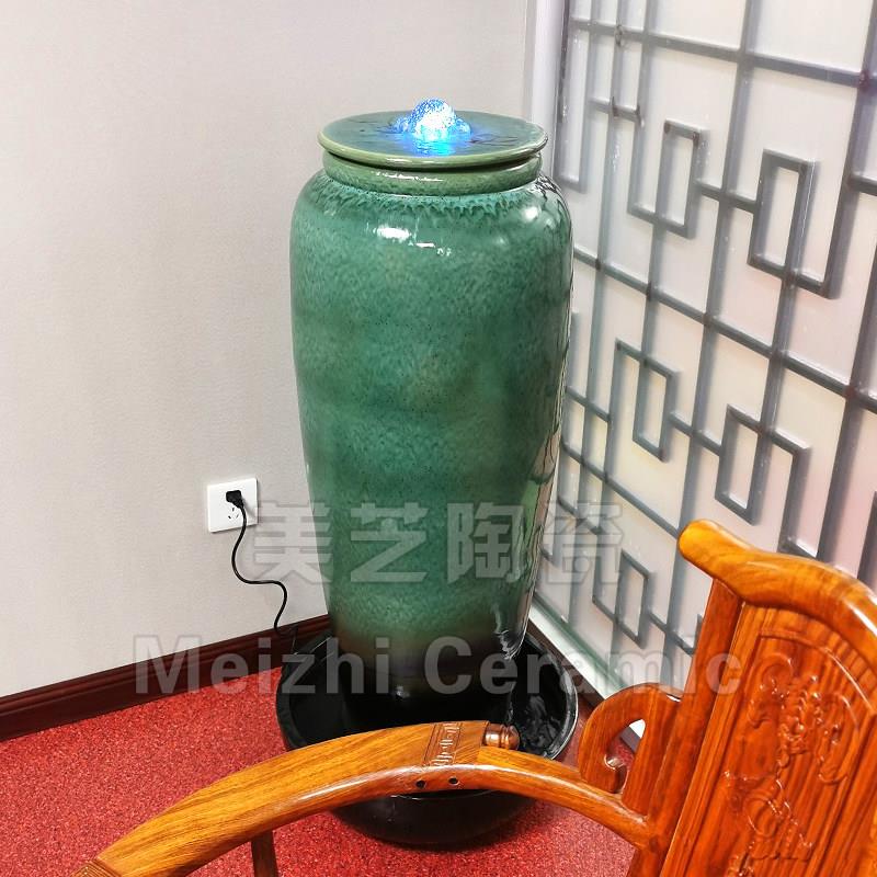 喷水循环水系摆件客厅瓷流陶水池花瓶景xK0b71ev子观涌泉坛叠水陶