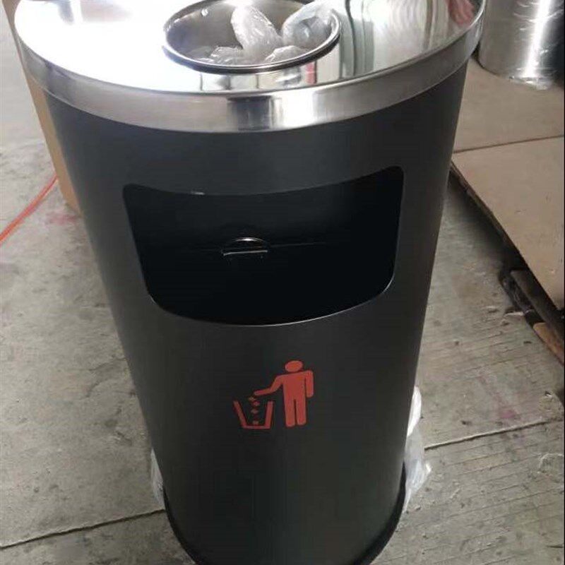 超市售楼部不锈钢半圆o靠墙式垃圾桶酒店大堂电梯口带烟灰缸垃圾