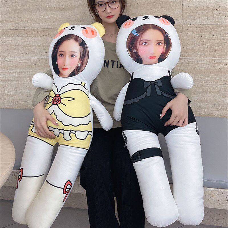 照片diy人偶定制真人公仔抱枕长条玩偶睡觉抱双面印女.友人脸娃娃