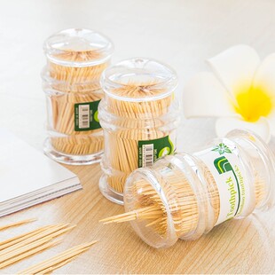 创意天然环保卫生双头可用竹牙签家用酒店带牙签瓶牙签盒牙签筒