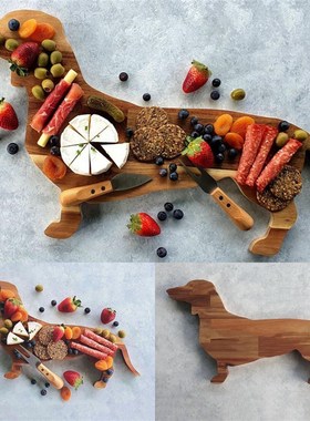 腊肠犬餐盘木质装饰托盘Dachshund Dog Shape Aperitif Board
