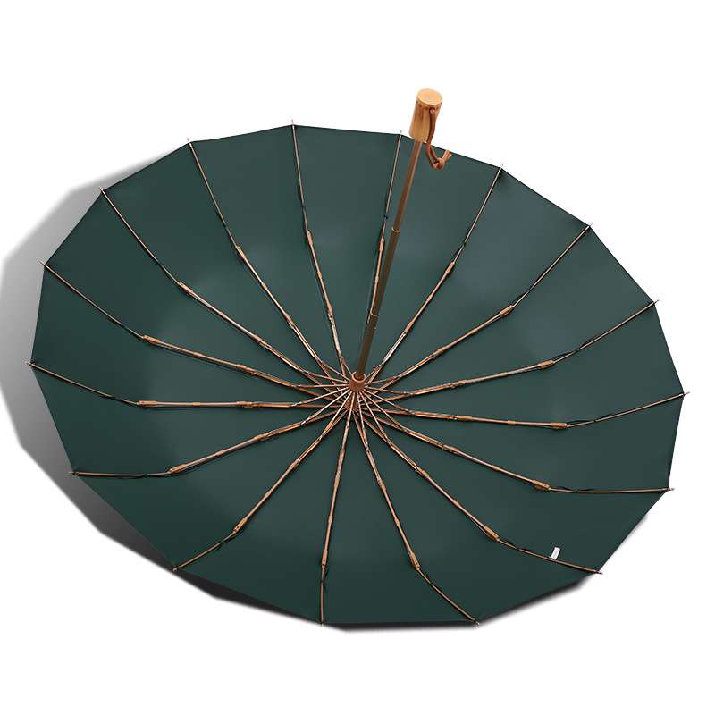 折叠彩胶伞16骨折叠伞木手柄雨伞简约复古大号晴雨伞时尚雨伞