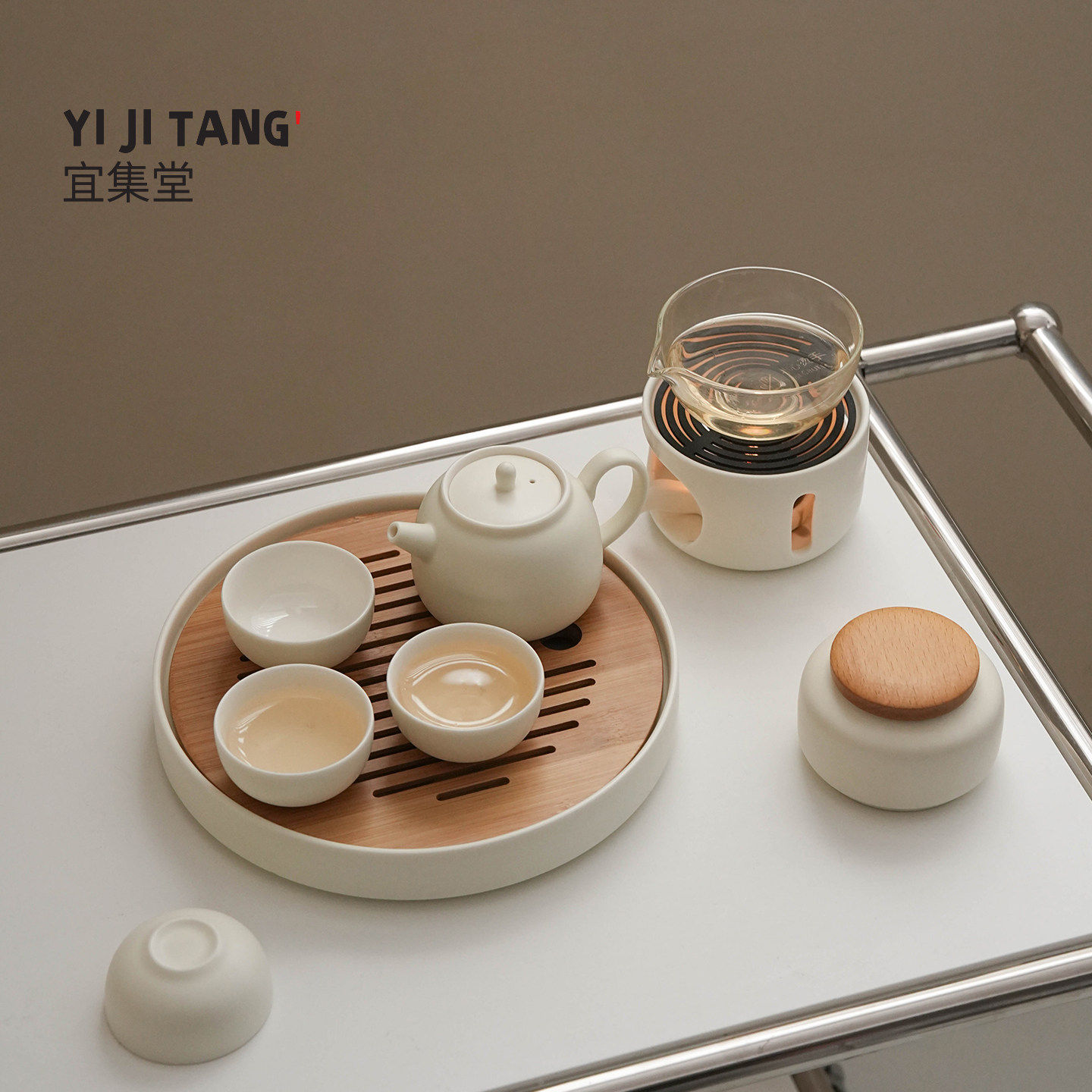 宜集堂小俊奶油风功夫茶具套装家用陶瓷高颜值茶壶茶道奢华高端