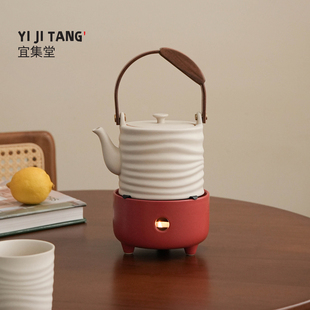 宜集堂中古风茶壶泡茶家用套装陶瓷下午茶杯子大容量蜡烛保温轻奢