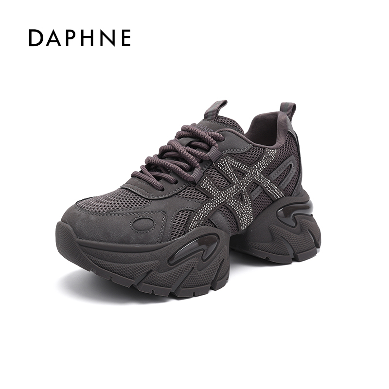达芙妮厚底老爹鞋女2025新款秋季网面透气小个子增高运动风休闲鞋