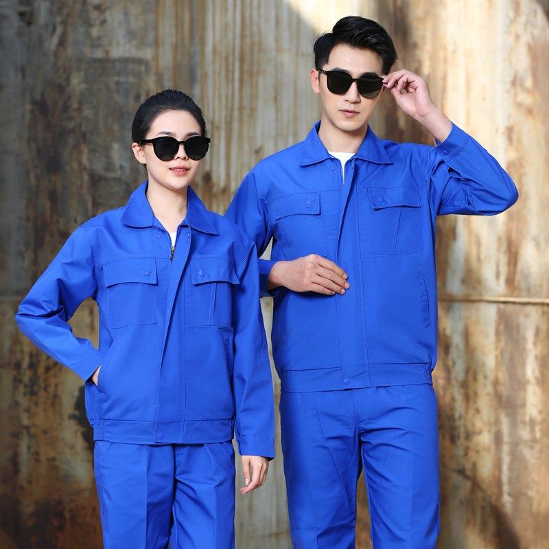 长袖工作服套装男春秋工厂车间帆布劳保服电焊耐磨工装加厚防烫服