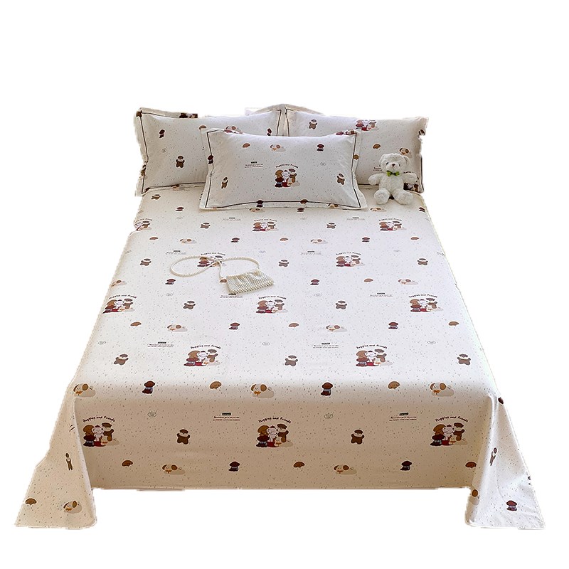 夏季老粗布床单单件100全棉亚麻夏季加厚单人被单枕套三件套