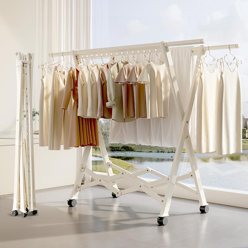 折叠晾衣架落地阳台家用免安装小户型可移动O挂衣架室内伸缩晒被