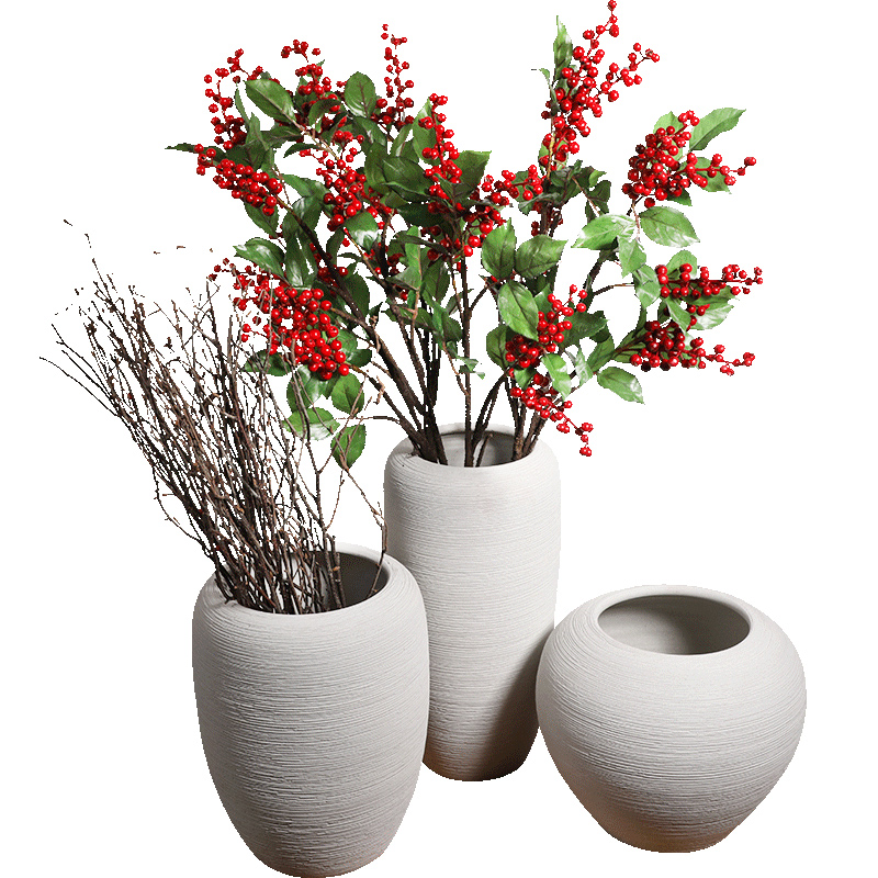 干花花瓶粗陶花盆手工陶瓷现代简约水培J多肉北欧插花白色客厅摆