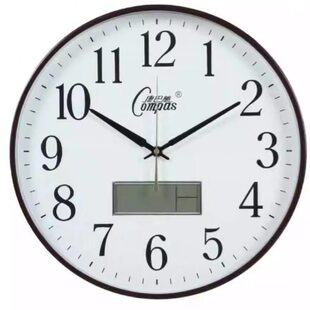 康巴丝轻奢简约圆形扫秒挂表客厅创意挂墙静音时尚彩色玻璃挂钟