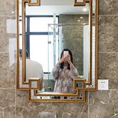 欧镜家居简约轻奢卫生间浴室洗手台挂镜梳妆镜客厅壁挂玄关壁炉镜