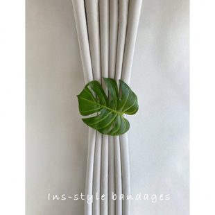 龟背竹窗帘捆绑带固定扣白色纱帘扎束带收纳收拢夹绳装饰点缀扣环