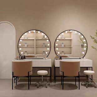 简约带灯专业化妆台高级影楼网红婚纱店美容院专用梳妆台彩妆工作