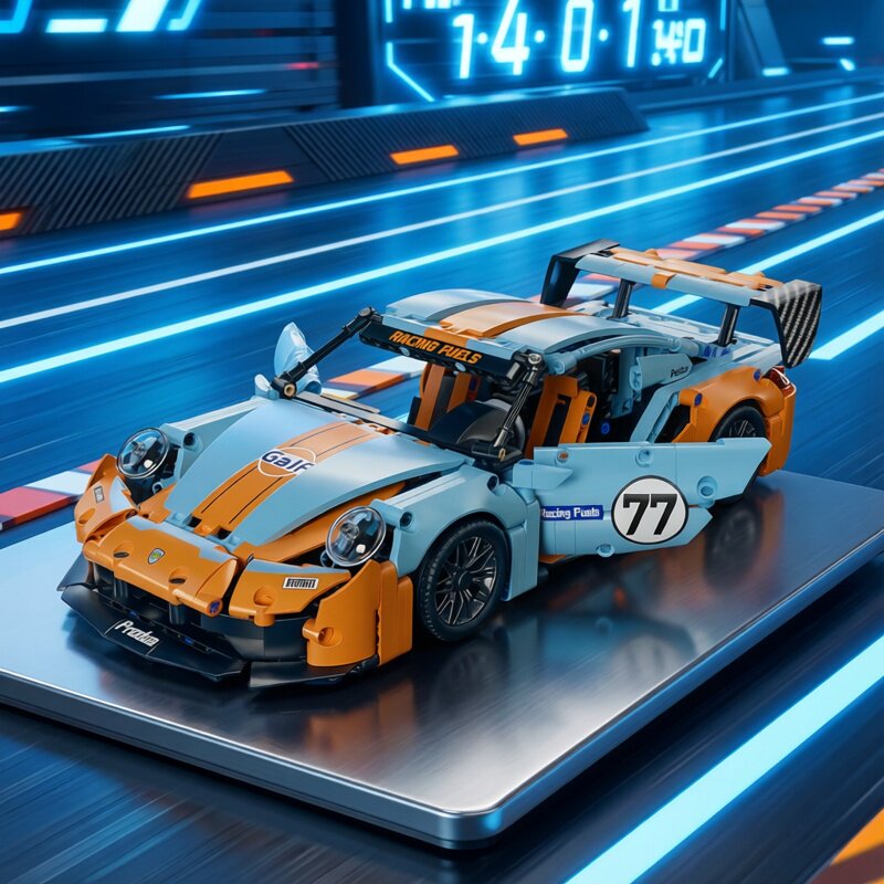 儿童玩具积木跑车赛车模型益智组装摆件创意生日六一礼物送男孩