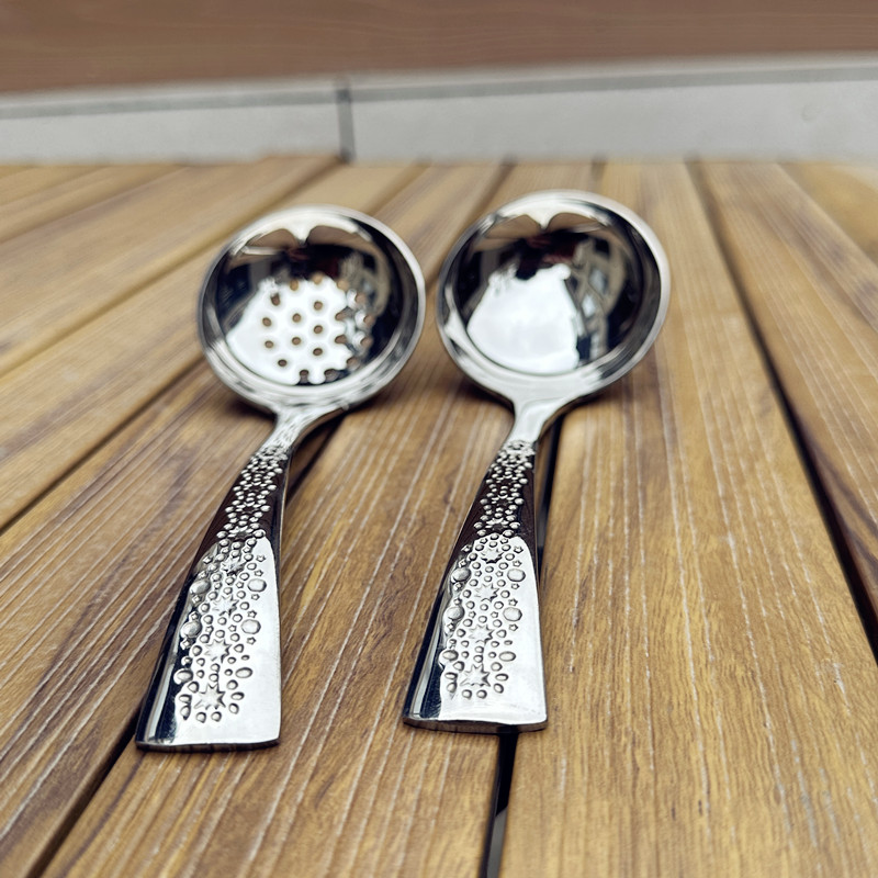 星级酒店订单!304不锈钢汤勺家用勺子长柄火锅漏勺套装喝汤防烫