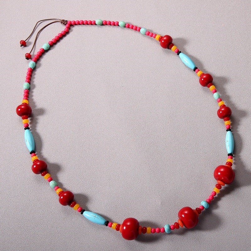 民族风藏式d复古长款项链男女藏族松石天珠百搭夸张吊坠西藏服配