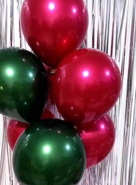 圣诞节气球装饰布置绿色套p装MerryChristmas红色气氛场景乳胶气