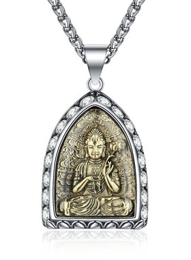 国潮新品锆石镶钻十二生肖w八大守护神新中式本命佛牌项链饰品男