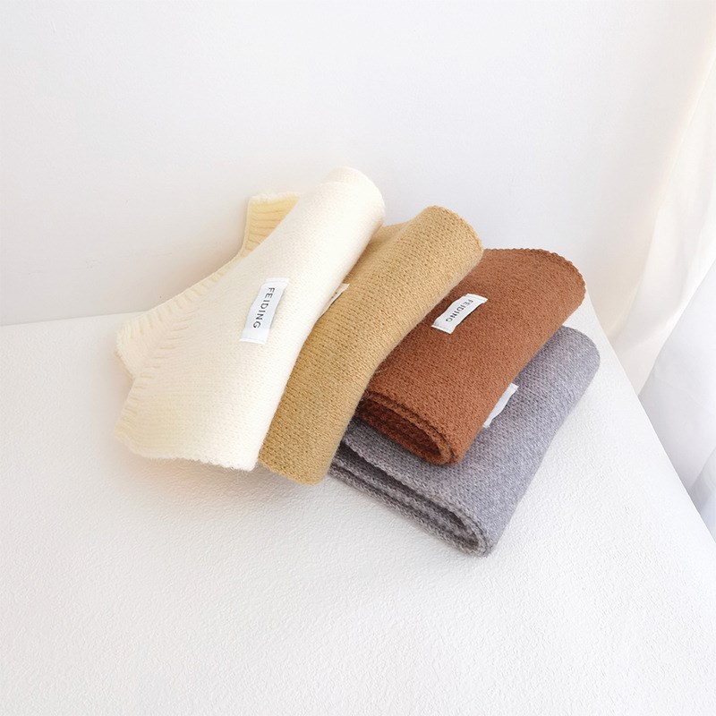 韩系秋冬款纯色儿童围巾细针柔软男女童宝宝保暖百U搭围巾针织围