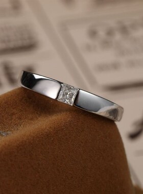 精工工艺S925银方形莫桑石戒y指男戒T方男戒情侣对戒简约源头工厂