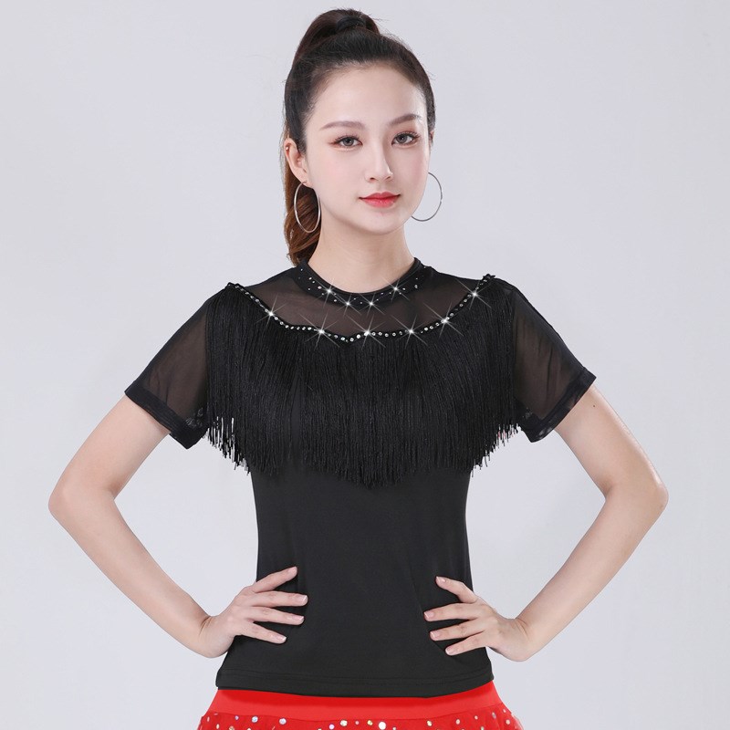 广场舞服装新款拉丁o舞流苏上衣交谊舞摩登舞跳舞上衣恰恰