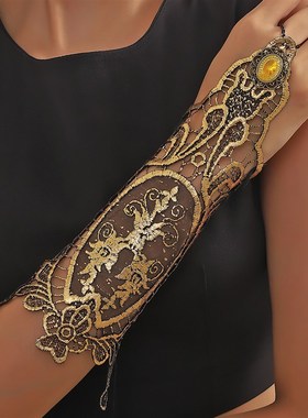 新款欧美c热销手饰配饰黑复古蕾丝手臂链女士礼服装饰搭配手链爆