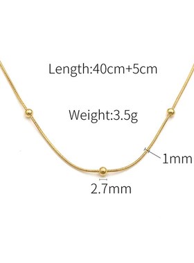 欧美热销ins风钛钢锁骨链女高级感轻奢1L8k金间珠蛇骨链项链饰品