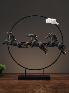 装饰品摆件马酒柜玄关客厅创意招财办公室中式博物架家居小摆设