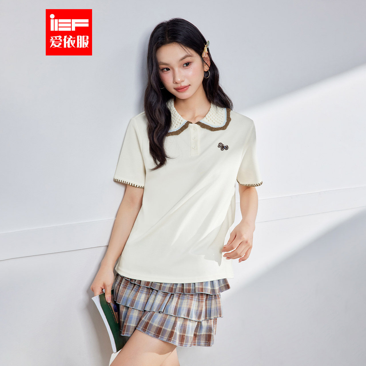 IEF/爱依服2026夏季新款日系休闲减龄少女风通勤百搭显瘦短袖上衣