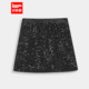 A字黑色短裙子潮大码 IEF 女 2025秋时尚 亮片半身裙 爱依服 微胖