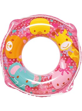 泳圈3岁以上50cm粉色儿童游泳圈 新款卡通V图案水上救生圈