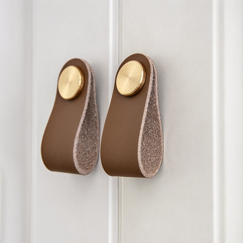 北欧衣柜牛皮拉手鞋m柜衣柜电视柜榻榻米抽屉皮革轻奢极简真皮拉