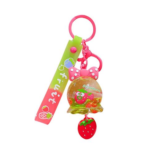 创意卡通入油水果蝴蝶结风铃钥匙扣男女书包挂件汽U车钥匙链小礼