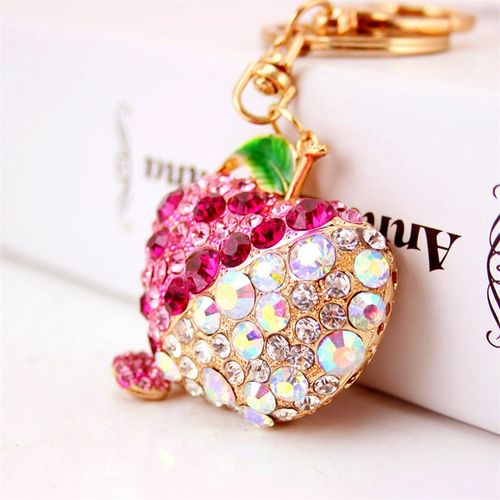 可爱合金水钻苹果汽车钥匙扣女包配饰水果造型挂件S礼品钥匙链108