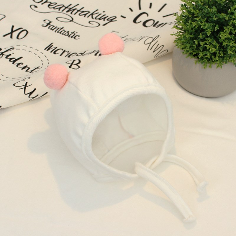 ins韩版宝宝毛球帽子网红婴儿纯棉帽3-6-9月R宝宝可爱造型帽胎帽