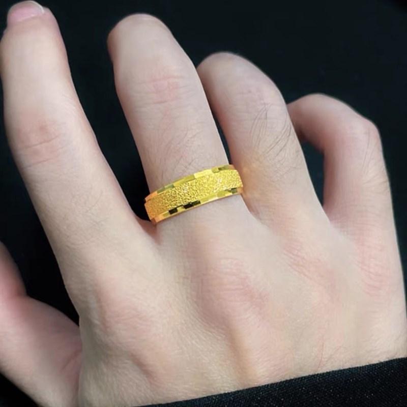 南非锡金里外一色戒指男女款磨z砂车花情侣对戒开口可调节戒子