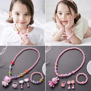 儿童发光项链戒指耳夹手链套装 z公主小女孩卡通可爱首饰配饰品玩