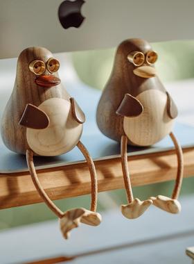 原上城长腿小鸟实木装饰品日常送礼办公家居桌面摆件北欧可爱卡通