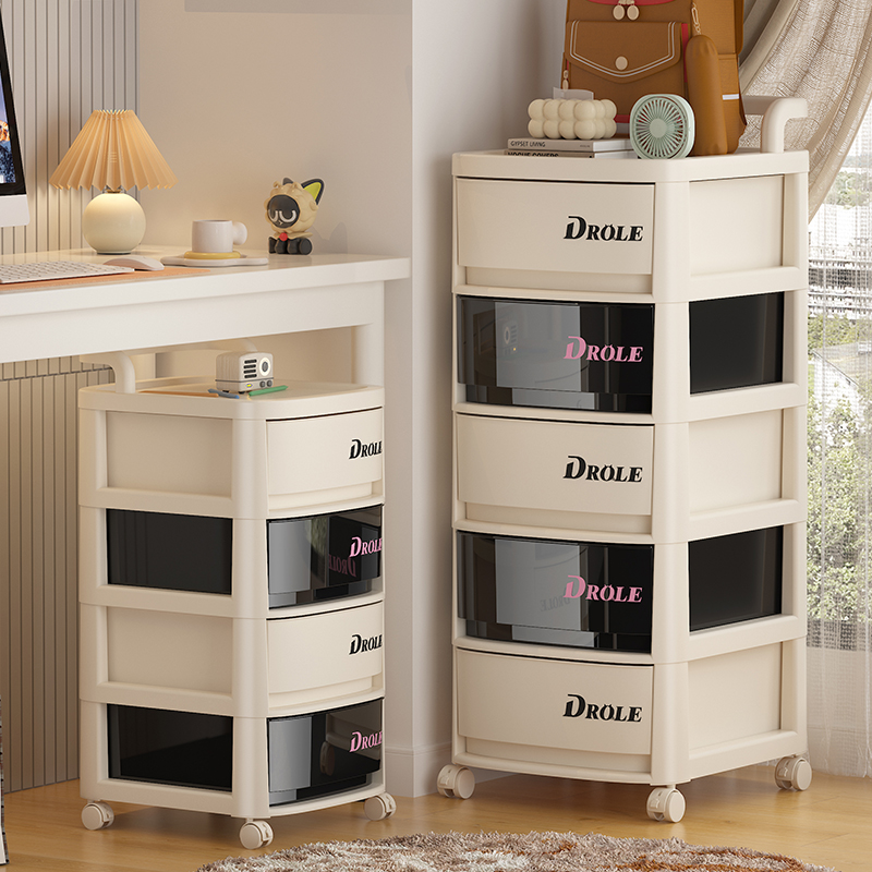 免安装桌下收纳柜抽屉式s多层小推车置物架办公室文件文具储物柜