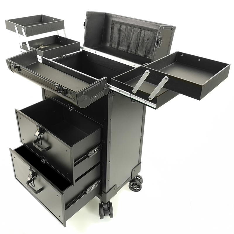 妆百纳轻奢铝合金大号拉杆化妆箱专业跟妆师O美甲发纹绣收纳工具