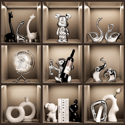 现代酒柜装饰品摆件高端轻奢大气上档次客厅O电视柜餐边柜乔迁礼